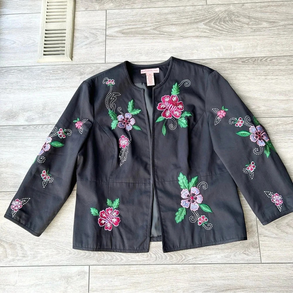 BANDOLINO BLACK  FLORAL JACKET - Picture 4 of 13